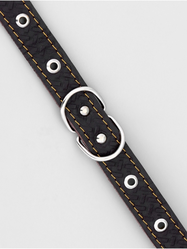 Ошейник кожаный усиленный капроном с полукольцом,  55 х 2,5 см, ОШ 27-53 см, коричневый