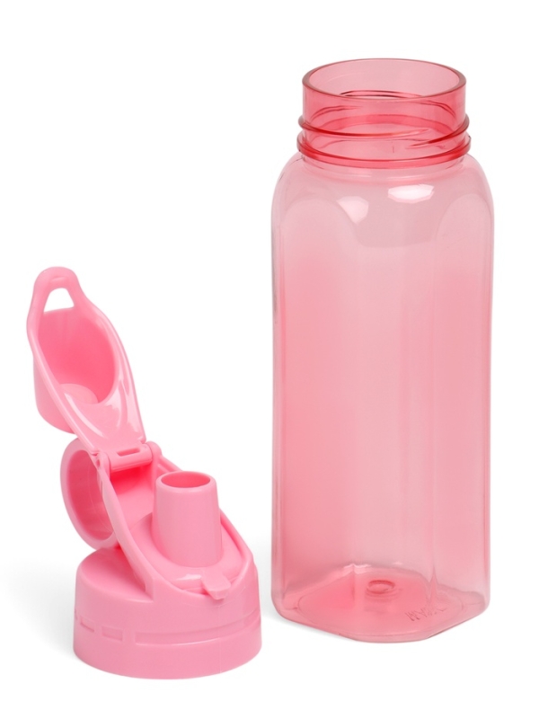Бутылка для воды спортивная прозрачная, 450 мл, 20 х 8 см, розовая