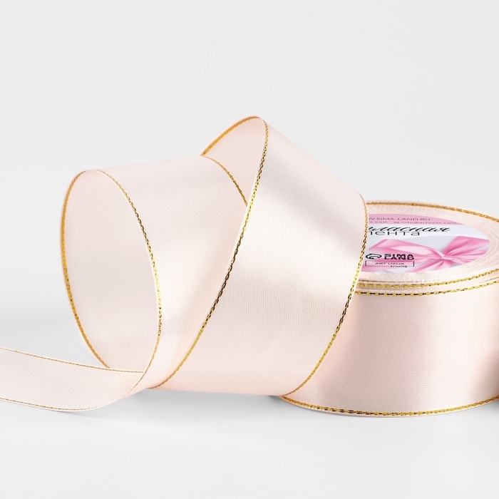 Лента атласная «Золотые нити», 40 мм × 23 ± 1 м, цвет бело-лиловый №44 Лента атласная «Золотые нити», 40 мм × 23 ± 1 м, цвет бело-лиловый №44