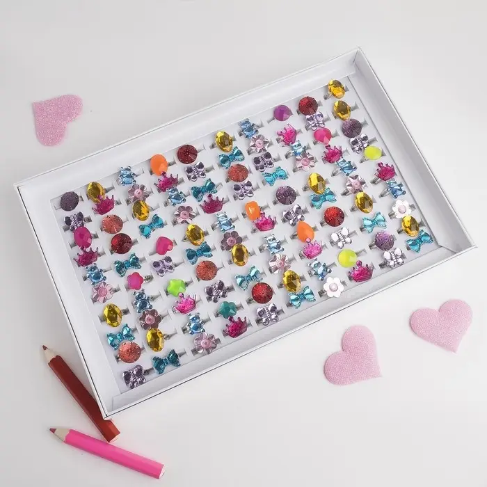 Кольцо детское &laquo;Выбражулька&raquo; радости, форма МИКС, цвет МИКС в серебре