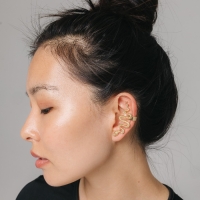 Серьга &laquo;Кафф&raquo; змея анаконда, цвет золото