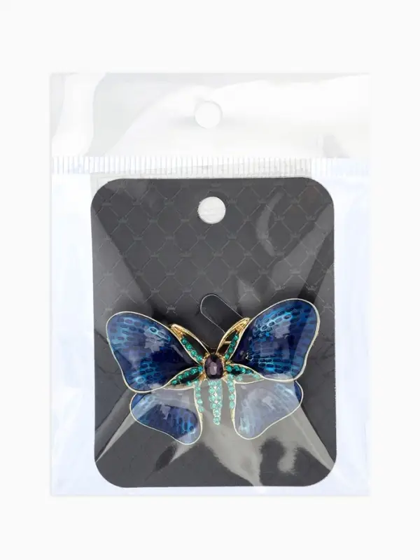 Брошь "Бабочка", глянцевая, цвет синий в золоте