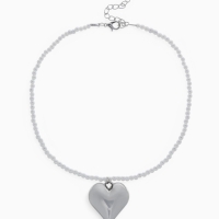 Кулон жемчуг &laquo; Сердце&raquo; бусина №4, серебряно-белый в серебре, 30 см