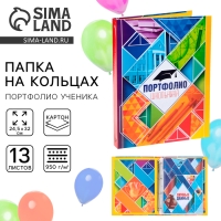 Папка школьная на кольцах &laquo;Портфолио школьника&raquo;, 13 листов-разделителей, 24,5 х 32 см.