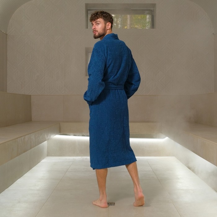 Халат махровый мужской «Глава семьи», размер 56-58, цвет синий Халат махровый мужской «Глава семьи», размер 56-58, цвет синий
