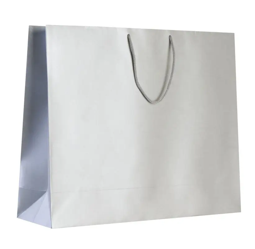 Пакет бумажный &laquo;Блеск&raquo;, большой, серебристый