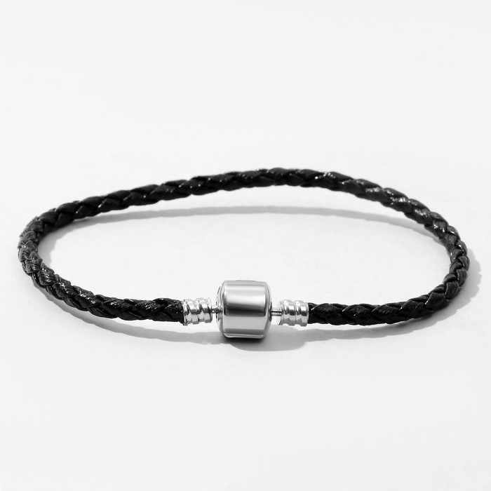 Основа для браслета &laquo;Бусинка&raquo;, цвет чёрный в серебре, 20 см