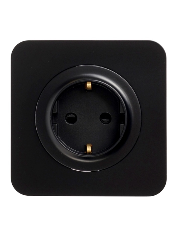Розетка одноместная, серия Розетка одноместная, серия "Circular", 16 А, скрытая, с з/к, черная