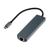 Type-C-разветвитель (HUB), HDMI/USB3.0/USB3.0/RJ45/PD, 60 ВТ, 3 А, кабель 13.5 см, серый
