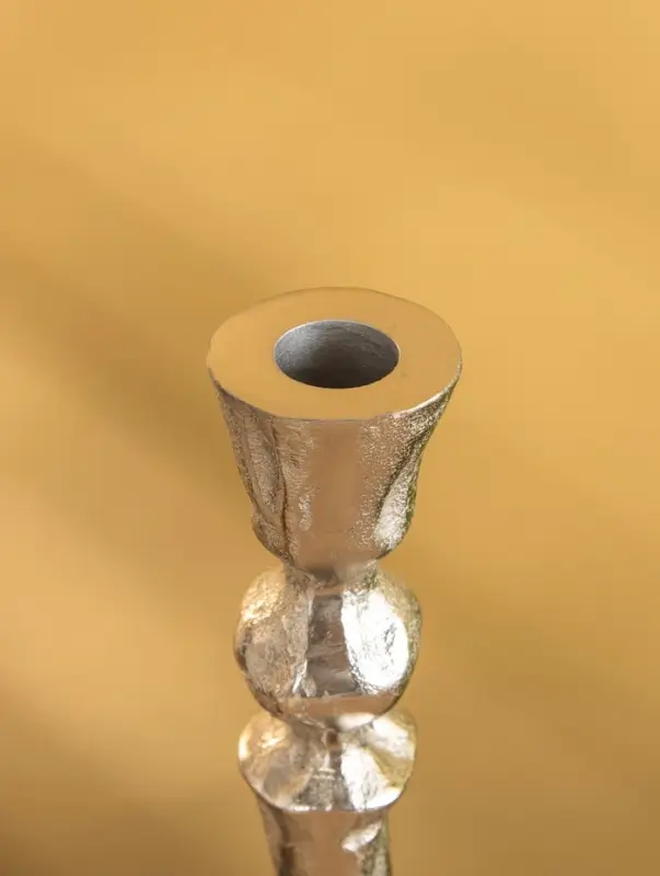 Подсвечник "Вормик" алюминий 39 см, цв. серебро