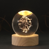 Сувенир стекло подсветка "Шар. Самурай" d=6 см подставка дерево, USB Сувенир стекло подсветка "Шар. Самурай" d=6 см подставка дерево, USB