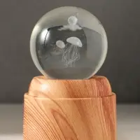 Сувенир стекло свет "Шар. Медузы" 6хLED шар d=6 см, крутится, USB 7х7х10 см