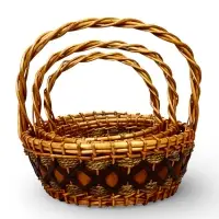 Корзина плетёная для хранения София, ива, круглая, бежевая, набор 3 шт.