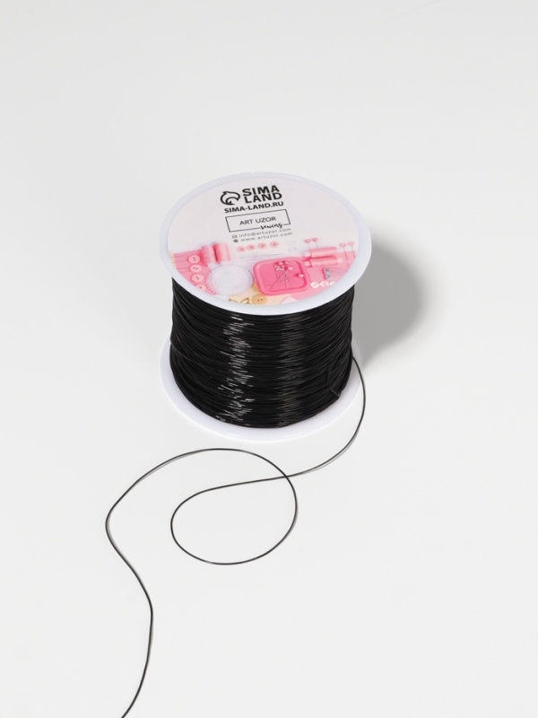 Нить для плетения 100±1м d0,4мм эластичная силикон чёрный АУ Нить для плетения 100±1м d0,4мм эластичная силикон чёрный АУ