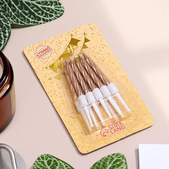 Свечи в торт &laquo;Спираль&raquo;, 10 шт., средние, 5 см, шампань