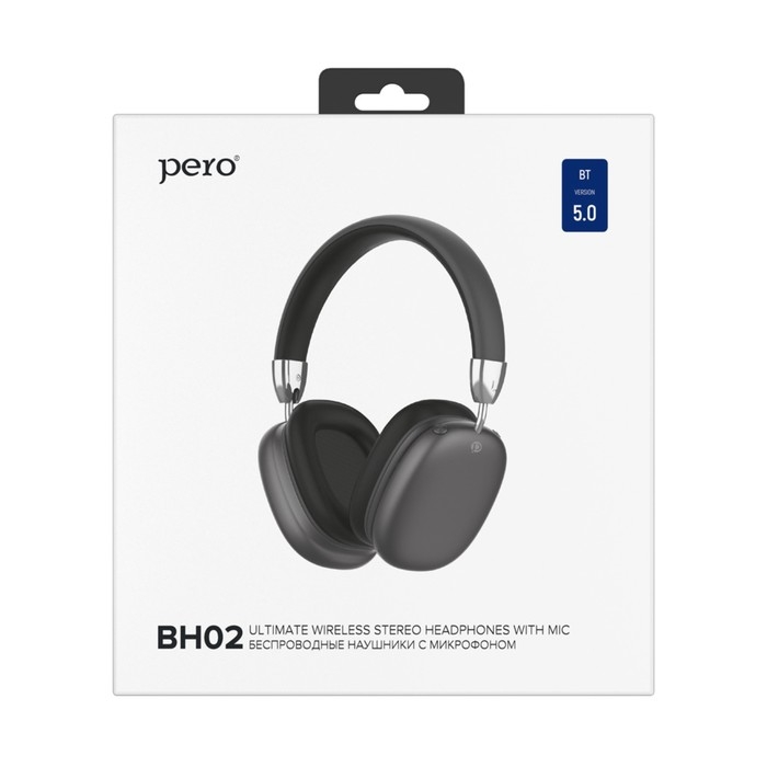 Наушники PERO BH02 ULTIMATE, беспроводные, микрофон, 300 мАч, до 12 часов, черные Наушники PERO BH02 ULTIMATE, беспроводные, микрофон, 300 мАч, до 12 часов, черные