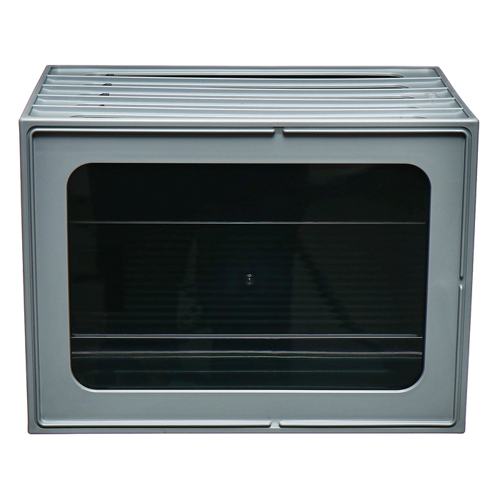 Файл-кабинет 4-секционный СТАММ, серый корпус, черные лотки