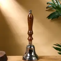 Колокольчик "Серебряный звон" алюминий, с деревянной ручкой 8х8х24 см