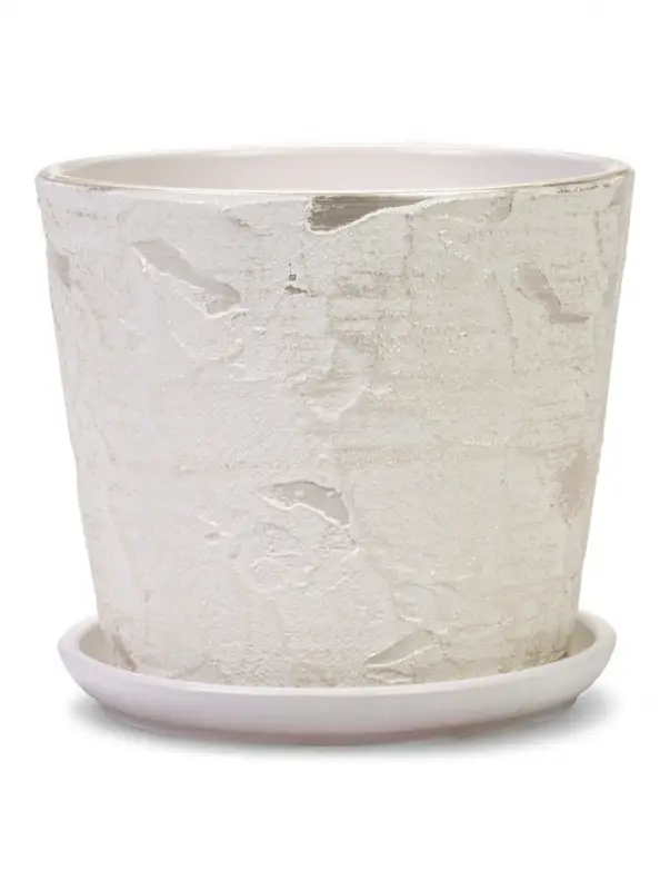 Горшок цветочный с поддоном 2,6 л, d18/h16 см белый керамика, "Венера" (М)