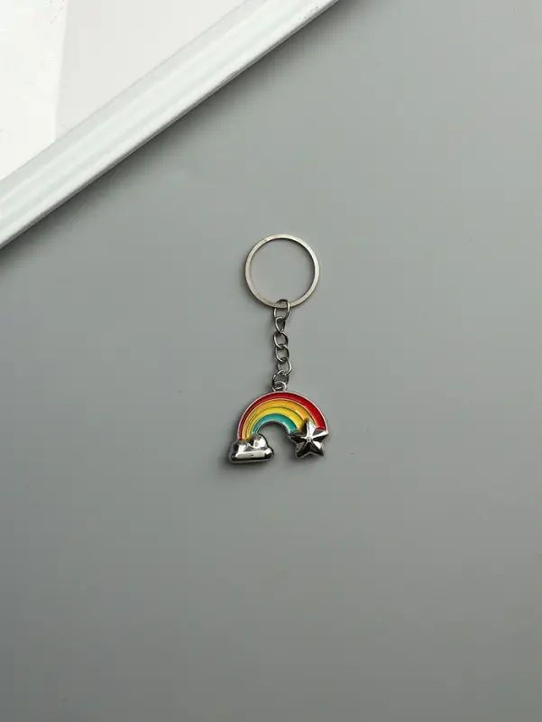 Брелок металл, эмаль "Радуга с облаком и звездой" 3х3,9х0,5 см