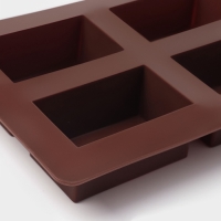 Форма для выпечки Доляна &laquo;Прямоугольник&raquo;, силикон, 21,5&times;15,3&times;3,7 см, 4 ячейки (7,7&times;4,8 см), коричневый