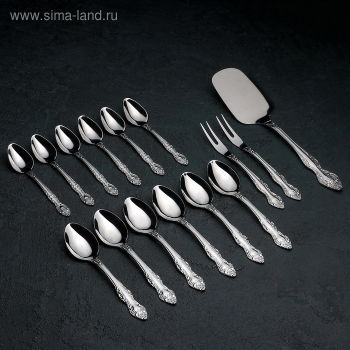 Набор чайный &laquo;Тройка&raquo;, 15 предметов, цвет серебряный