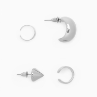 Набор серьги и каффы 4 шт. «Фигуры» объёмные, цвет серебро Набор серьги и каффы 4 шт. «Фигуры» объёмные, цвет серебро
