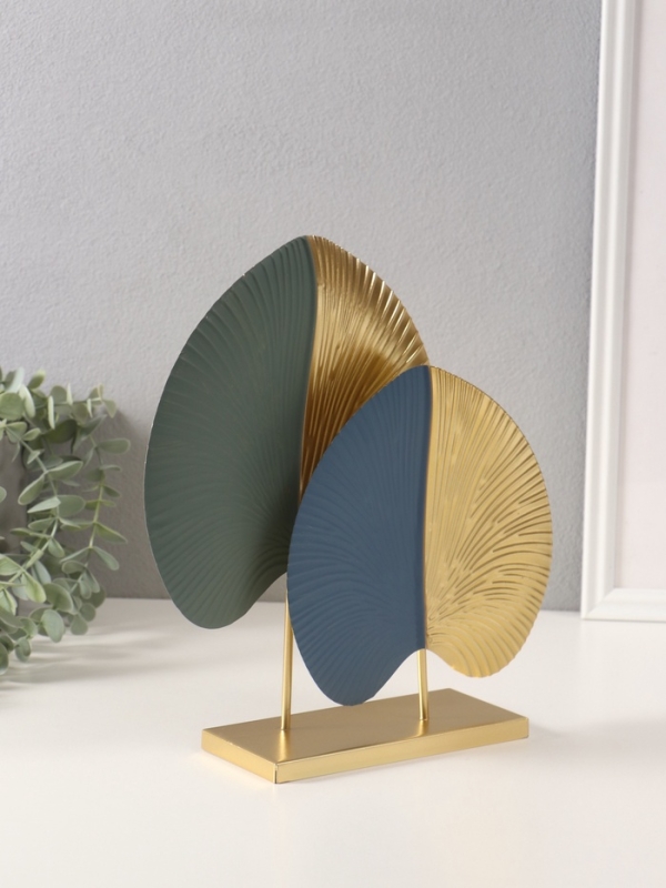 Сувенир металл "Крупные листья" синий 7,5х26х27,3 см