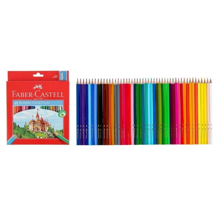 Карандаши 48 цветов Faber-Castell ECO «Замок» 7/2.8 шестигранный корпус, с точилкой Карандаши 48 цветов Faber-Castell ECO «Замок» 7/2.8 шестигранный корпус, с точилкой