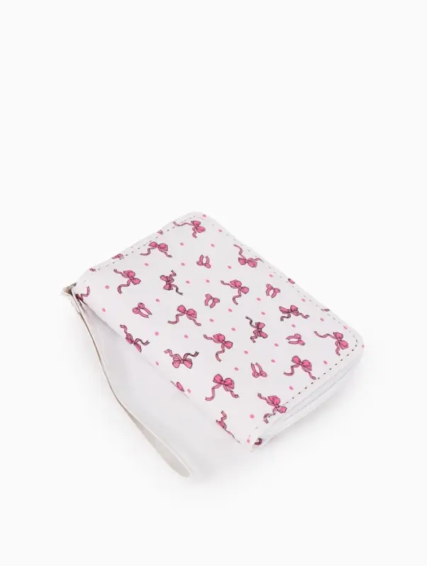 Кошелек жен 07-01-01 Июнь2534 бантики, 12*1,5*9 см, 2 отд+отд/молн, д/карт, белый
