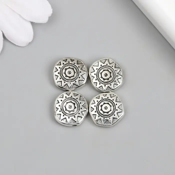 Бусина для творчества металл "Плоский круг. Солнце" 1,2х1,2 см