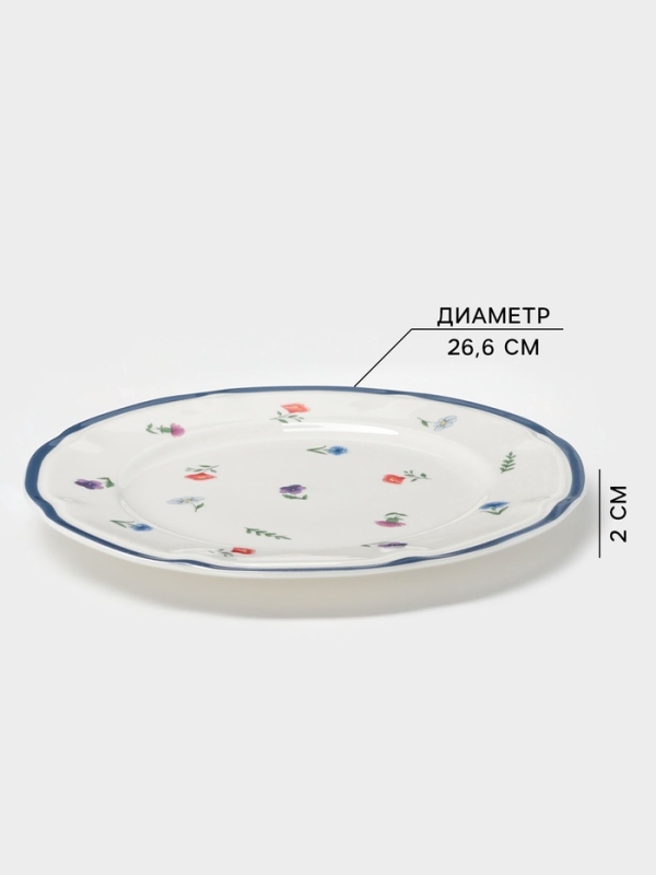 Тарелка Доляна &laquo;Романс&raquo;, d=26.6 см, костяной фарфор, белая