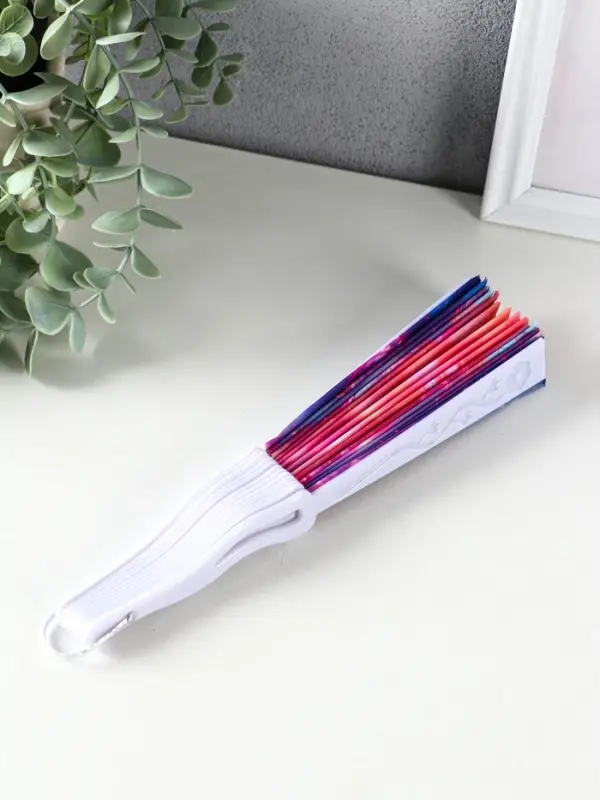 Веер пластик, текстиль "Пузырьки" МИКС 23 см