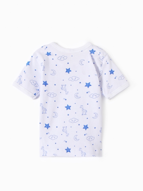 Футболка детская на кнопках Футболка детская на кнопках "Жирафы", цвет белый/синий, рост 68