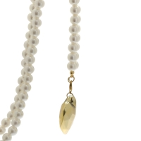 Портупея жемчужная с кулоном &laquo;Сердце&raquo;, 129 см, белая в золоте