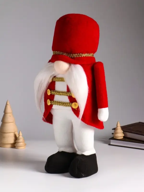Кукла интерьерная "Гном-генерал в красном мундире" 18х11х33 см