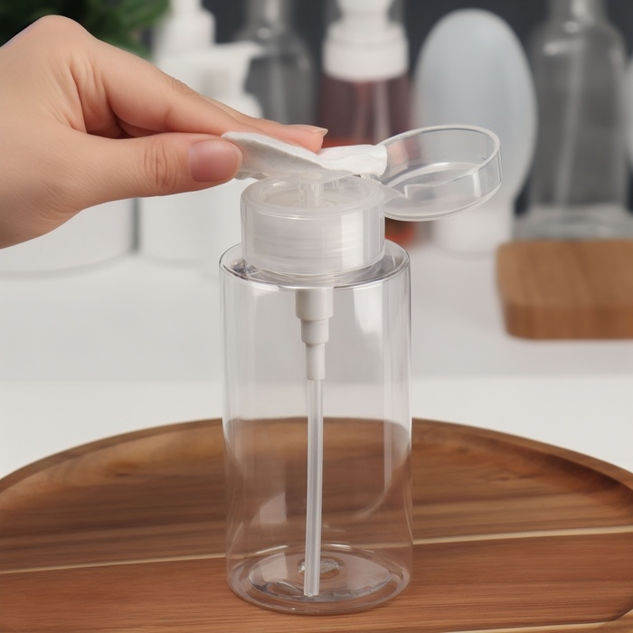 Флакон с помпой, 300 мл, цвет белый/прозрачный Флакон с помпой, 300 мл, цвет белый/прозрачный