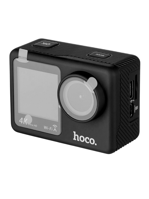 Экшн-камера Hoco, DV101, 4К видео,  два цветных экрана, черная