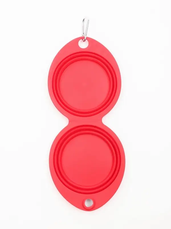 Миска силиконовая двойная, складная, красная