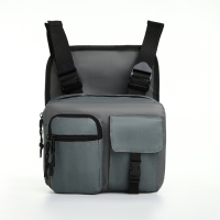 Сумка нагрудная на молнии, 2 наружных кармана, цвет серый Сумка нагрудная на молнии, 2 наружных кармана, цвет серый