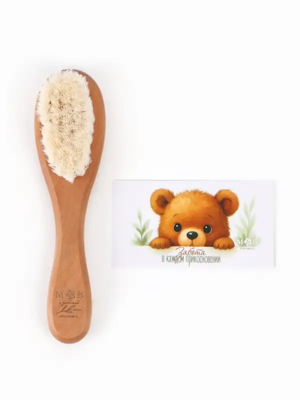 Деревянная расческа, детская, с натуральной щетиной, 1 шт в коробке, M&B