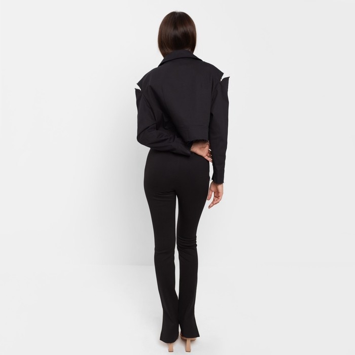 Рубашка женская укороченная с разрезами MIST: Denim р.46, черный Рубашка женская укороченная с разрезами MIST: Denim р.46, черный