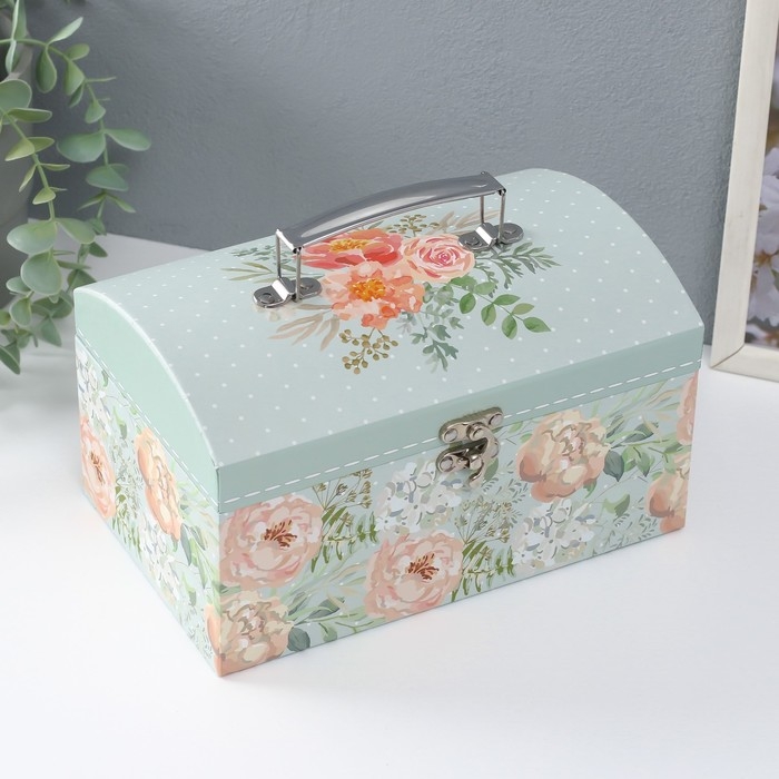 Шкатулка картон сундучок Шкатулка картон сундучок "Крупные бутоны" набор 3 шт 26х18х16,5 24х16х14,5 22х14х12,7 см