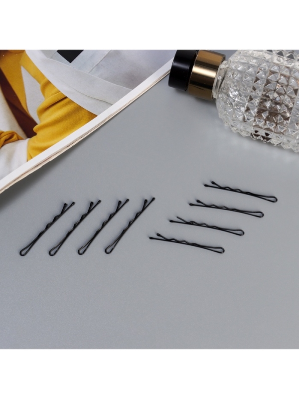 Невидимка для волос "Глория" (набор 80 шт) зайчонок, 4,5 см, чёрный