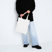 Шопер однотонный, 35 х 0.5 х 40 см, двунитка, без подклада, бежевый Шопер однотонный, 35 х 0.5 х 40 см, двунитка, без подклада, бежевый