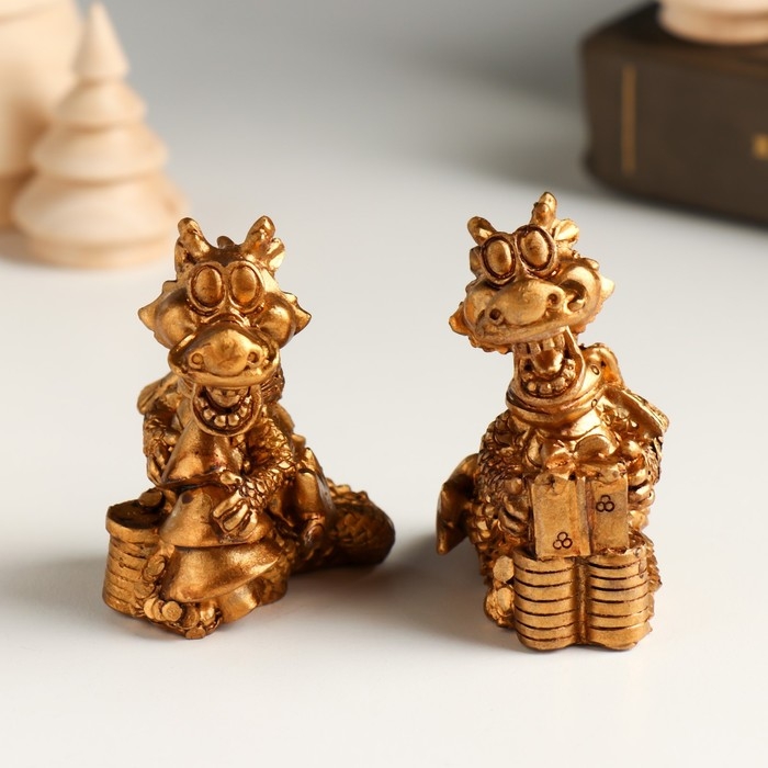 Фигурка полистоун &laquo;Бронзовый дракон в шарфике с монетами&raquo;, 4.8&times;4.3&times;6 см, МИКС