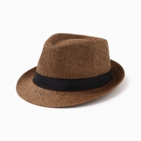 Шляпа мужская MINAKU "Плетеная", размер 58, цвет коричневый