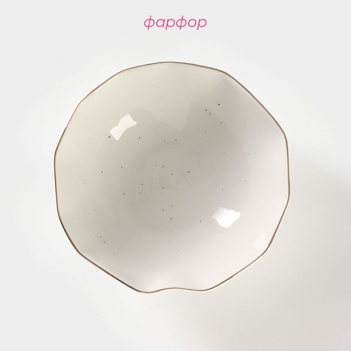 Салатник фарфоровый Доляна &laquo;Млечный путь&raquo;, 700 мл, d=17,5 см, цвет белый в крапинку