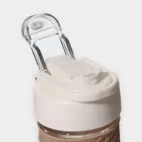 Бутылка для воды стеклянная, с крышкой и трубочкой &laquo;Бьорн&raquo;, 400 мл, цвет бежевый