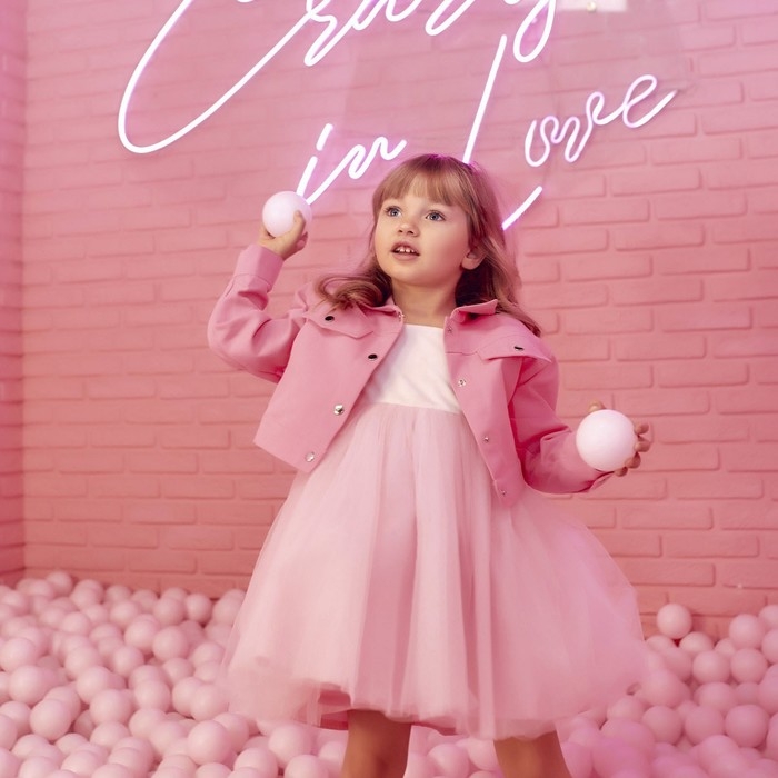 Платье нарядное детское KAFTAN, размер 28 (86-92 см), белый/розовый